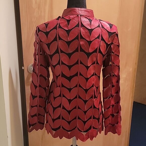 Belgin Francis leather leaf mesh jacket sz L - Picture 3 of 12